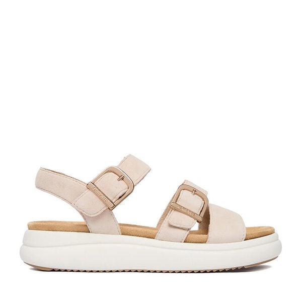 Sandały Remonte. Brązowe sandały Remonte, bez wzorów, bez obcasa, na płaskiej podeszwie, bez zapięcia. Za 389,99 zł.