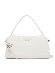 Calvin Klein Torebka Emblem Trio Top Handle Camera Ba LV04F3370G Biały. Białe torebki klasyczne Calvin Klein, bez wzorów, ze skóry, bez dodatków. Za 489,99 zł.