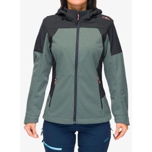 Kurtka softshell damska CMP Larisa. Zielone kurtki CMP, bez wzorów, z softshellu, bez kaptura. Za 314,99 zł.