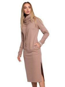 Made of emotion Sukienka w kolorze beżowo-jasnobrązowym rozmiar: S. Brązowe sukienki Made Of Emotion, na co dzień, s, bez wzorów, bez kołnierzyka, bez ramiączek, maxi, proste. Za 262,45 zł.