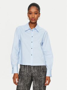 Morgan Koszula 242-CBOXI Błękitny Loose Fit. Niebieskie koszule Morgan, bez wzorów, z bawełny, bez kołnierzyka, bez ramiączek. Za 299,99 zł.