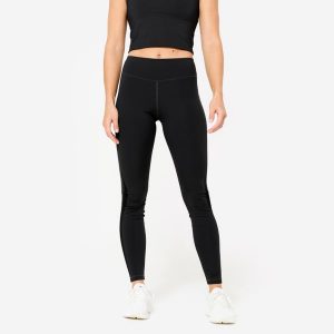 Legginsy fitness damskie Domyos. Czarne legginsy DOMYOS, bez wzorów, z elastanu. Za 109,99 zł.
