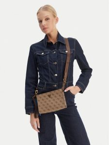 Guess Saszetka HMMILO P6157 Beżowy. Brązowe torebki klasyczne Guess, z aplikacjami, ze skóry, bez dodatków. Za 264,99 zł.