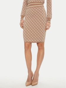 Guess Spódnica ołówkowa W4BD53 Z37K0 Beżowy Regular Fit. Brązowe spódnice Guess, l, z aplikacjami, z syntetyku. Za 229,99 zł.