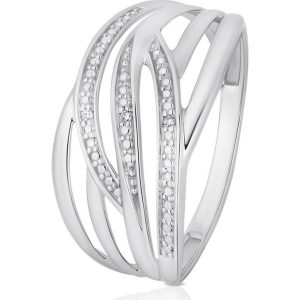 Wspaniały Pierścionek Białe Złoto - złoto białe 585, Diament 0,008ct. Pierścionki marki W.KRUK. Za 969,00 zł.