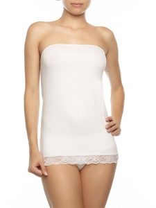 COTONELLA Top w kolorze białym rozmiar: XL. Białe topy COTONELLA, xl, bez wzorów, z koronki, bez kołnierzyka, bez ramiączek. Za 26,99 zł.