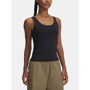 Koszulka Damska Top Na Ramiączkach Under Armour Meridian Core Tank. Czarne topy Under Armour, bez wzorów, sportowe, bez kołnierzyka, bez ramiączek. Za 199,99 zł.