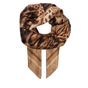 Chusta Guess. Brązowe apaszki i chusty Guess, z aplikacjami. Za 194,99 zł.