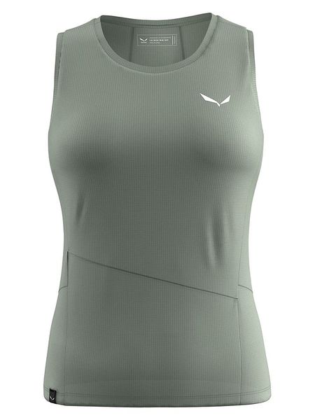 Salewa Top funkcyjny "Puez Sporty Dry" w kolorze zielonym rozmiar: 40. Zielone topy Salewa, bez wzorów, z materiału, sportowe, bez kołnierzyka, bez ramiączek. Za 96,37 zł.