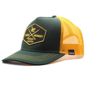 Czapka Trucker - 5 Paneli / Dorośli / Jeden rozmiar (Granatowy/Żółty). Niebieskie czapki SURF MONKEY, z aplikacjami, z bawełny, eleganckie. Za 135,96 zł.