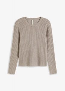 Cienki sweter z lejącej mieszanki wiskozy. Szare swetry klasyczne bonprix, z wiskozy, bez kołnierzyka. Za 97,99 zł.