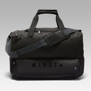Torba sportowa Kipsta Hardcase 45 L. Czarne torby podróżne i sportowe DECATHLON, bez wzorów, z gumy, na ramię, duże. Za 89,99 zł.