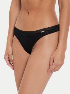Gossard Stringi 6276 Czarny. Czarne stringi Gossard, bez wzorów, z syntetyku. Za 59,99 zł.