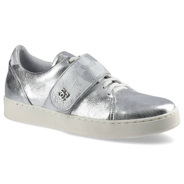 Srebrne Sneakersy Simen Damskie Modne Półbuty. Szare półbuty Simen, bez wzorów, z gumy, bez obcasa, na platformie, bez zapięcia. Za 239,00 zł.