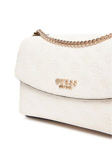Guess Torebka Phoebe HWPD96 65210 Biały. Białe listonoszki Guess, z aplikacjami, ze skóry, bez dodatków. Za 449,99 zł.