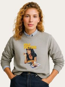 WOOOP Bluza "Pulp Fiction Vintage Mia Wallace" w kolorze szarym rozmiar: L. Szare bluzy Wooop, l, bez wzorów, bez kaptura. Za 108,99 zł.