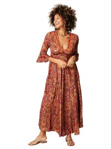 Aller Simplement Sukienka w kolorze karmelowo-czerwonym rozmiar: 34/36. Brązowe sukienki Aller Simplement, bez wzorów, bez kołnierzyka, bez ramiączek, maxi. Za 96,83 zł.
