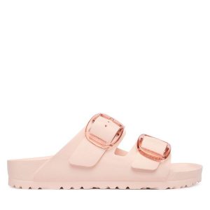 Klapki Birkenstock. Czerwone klapki Birkenstock, bez wzorów, bez obcasa. Za 279,99 zł.