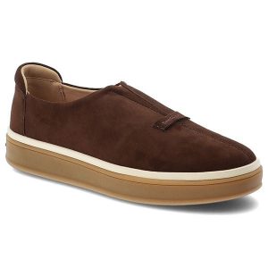 Mokasyny damskie Daniel Lopez, zamszowa cholewka wsuwany fason minimalistyczny design gruba elastyczna podeszwa okrągły nosek, brązowe, TT2D4083. Brązowe półbuty Daniel Lopez, bez wzorów, z jeansu, z okrągłym noskiem, bez obcasa, bez zapięcia. Za 260,90 zł.