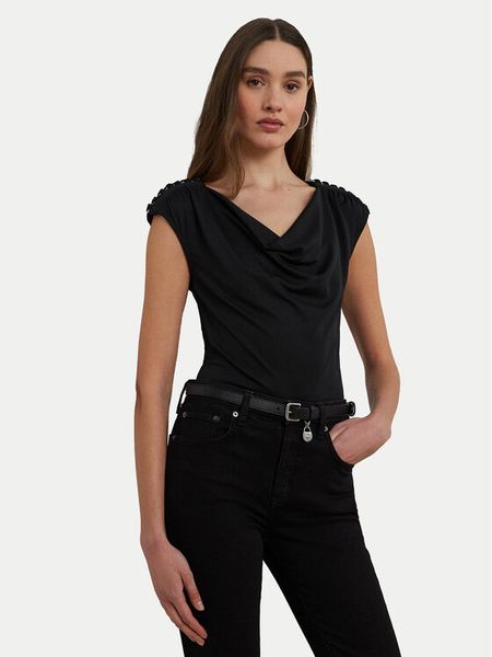 LAUREN RALPH LAUREN Bluzka 200889317003 Czarny Relaxed Fit. Czarne bluzki Lauren Ralph Lauren, xs, bez wzorów, z syntetyku, bez kołnierzyka, bez ramiączek. Za 279,99 zł.