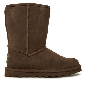 Śniegowce Bearpaw. Brązowe buty zimowe Bearpaw, bez obcasa, bez zapięcia. Za 469,99 zł.