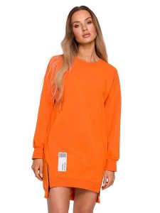 Made of emotion Sukienka dresowa w kolorze pomarańczowym rozmiar: L. Pomarańczowe sukienki Made Of Emotion, na co dzień, l, z aplikacjami, z dresówki, z asymetrycznym kołnierzem, bez ramiączek, mini, asymetryczne. Za 219,99 zł.