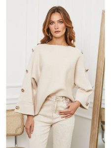 Joséfine Sweter "Marole" w kolorze beżowym rozmiar: L. Brązowe swetry oversize Joséfine, l, bez wzorów, bez ramiączek. Za 240,99 zł.