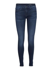 Noisy may Dżinsy "Nmlucy" - Skinny fit - w kolorze granatowym rozmiar: W25/L30. Niebieskie jeansy Noisy may, z aplikacjami, ze skóry. Za 48,13 zł.
