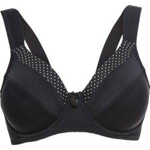 Biustonosz minimizer z wyściełanymi ramiączkami. Czarne biustonosze bonprix, z aplikacjami. Za 72,99 zł.