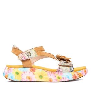 Sandały Laura Vita. Żółte sandały LAURA VITA, bez wzorów, bez obcasa, na płaskiej podeszwie, bez zapięcia. Za 439,99 zł.