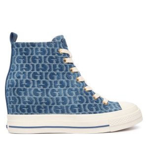 Trampki Guess. Niebieskie trampki Guess, z aplikacjami, bez zapięcia. Za 494,99 zł.