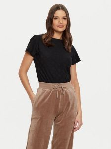 Guess T-Shirt V5RI02 KCLG2 Czarny Regular Fit. Czarne t-shirty Guess, s, z aplikacjami, z syntetyku, bez kołnierzyka, bez ramiączek. Za 119,99 zł.