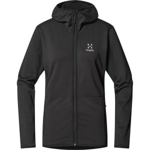 Damska kurtka turystyczna Haglöfs Mulet. Czarne kurtki Haglöfs, bez wzorów, bez kaptura. W wyprzedaży za 503,50 zł.