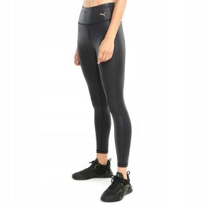 LEGGINSY DAMSKIE SPORTOWE PUMA-LEGGINGS 520925 XS KOLOR CZARNY. Czarne legginsy Puma, bez wzorów, z materiału, długie. Za 175,64 zł.