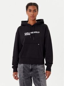 Karl Lagerfeld Jeans Bluza A2W20053 Czarny Regular Fit. Czarne bluzy Karl Lagerfeld Jeans, l, bez wzorów, z bawełny, bez kaptura. Za 389,99 zł.
