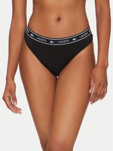 Lacoste Stringi 8F1342 Czarny. Czarne stringi Lacoste, bez wzorów, z bawełny. Za 59,99 zł.