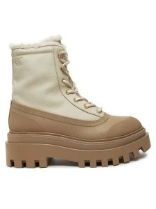 Calvin Klein Jeans Trapery Flatform Lace Up Boot Padded YW0YW01557 Beżowy. Brązowe buty zimowe Calvin Klein Jeans, z jeansu, bez obcasa, bez zapięcia. Za 469,99 zł.