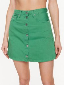 Tommy Jeans Spódnica trapezowa A-Line DW0DW15663 Zielony Regular Fit. Zielone spódnice Tommy Jeans, bez wzorów, z bawełny. Za 399,99 zł.
