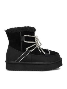 DeeZee Śniegowce DZN-024 Czarny. Czarne buty zimowe DeeZee, ze skóry, bez obcasa, bez zapięcia. Za 299,99 zł.