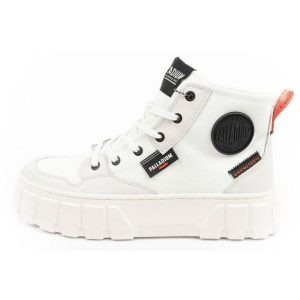 Buty Palladium 98573-116 białe. Białe trampki bez wzorów, z materiału, za kostkę, bez zapięcia. Za 466,73 zł.
