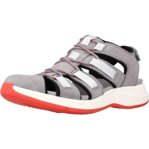 Sandały CLARKS SOLAN SAIL COMBI Szary. Szare sandały Clarks, bez wzorów, ze skóry, bez obcasa, bez zapięcia. Za 213,99 zł.