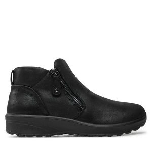Botki Skechers. Czarne botki Skechers, bez wzorów, bez obcasa, na płaskiej podeszwie, bez zapięcia. Za 269,99 zł.