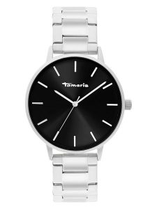 Tamaris Zegarek kwarcowy w kolorze srebrno-czarnym rozmiar: onesize. Szare, analogowe zegarki Tamaris. Za 173,99 zł.