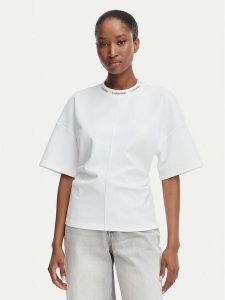 Calvin Klein Jeans T-Shirt LV047G235G Biały Regular Fit. Białe t-shirty Calvin Klein Jeans, l, bez wzorów, z jeansu, bez kołnierzyka, bez ramiączek. Za 299,99 zł.