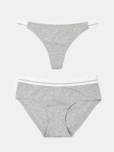Majtki stringi i hipster 2 pack - szary. Szare stringi Sinsay, bez wzorów. Za 19,99 zł.