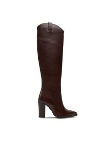 Bronx Kozaki 14165-V Brązowy. Brązowe kozaki Bronx, bez wzorów, ze skóry, bez obcasa, na słupku, bez zapięcia. Za 729,99 zł.