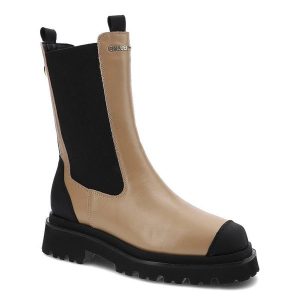 Botki damskie Chebello, ze skóry naturalnej elastyczne wstawki po bokach uchwyty ułatwiające zakładanie podeszwa z wyraźnym bieżnikiem , beżowe, 2799. Brązowe botki CheBello, na zimę, bez wzorów, ze skóry, bez obcasa, bez zapięcia. Za 349,00 zł.