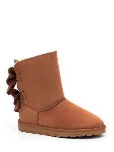 ISLAND BOOT Botki zimowe "Bowie" w kolorze jasnobrązowym rozmiar: 36. Brązowe botki Island Boot, na zimę, bez wzorów, z materiału, bez obcasa, bez zapięcia. Za 140,53 zł.