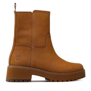 Botki Timberland. Brązowe botki Timberland, bez wzorów, bez obcasa, na płaskiej podeszwie, bez zapięcia. Za 549,99 zł.