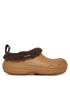 Crocs Klapki Classic Lined Shorty 211380 Brązowy. Brązowe klapki Crocs, bez wzorów, z tworzywa sztucznego, bez obcasa. Za 309,99 zł.